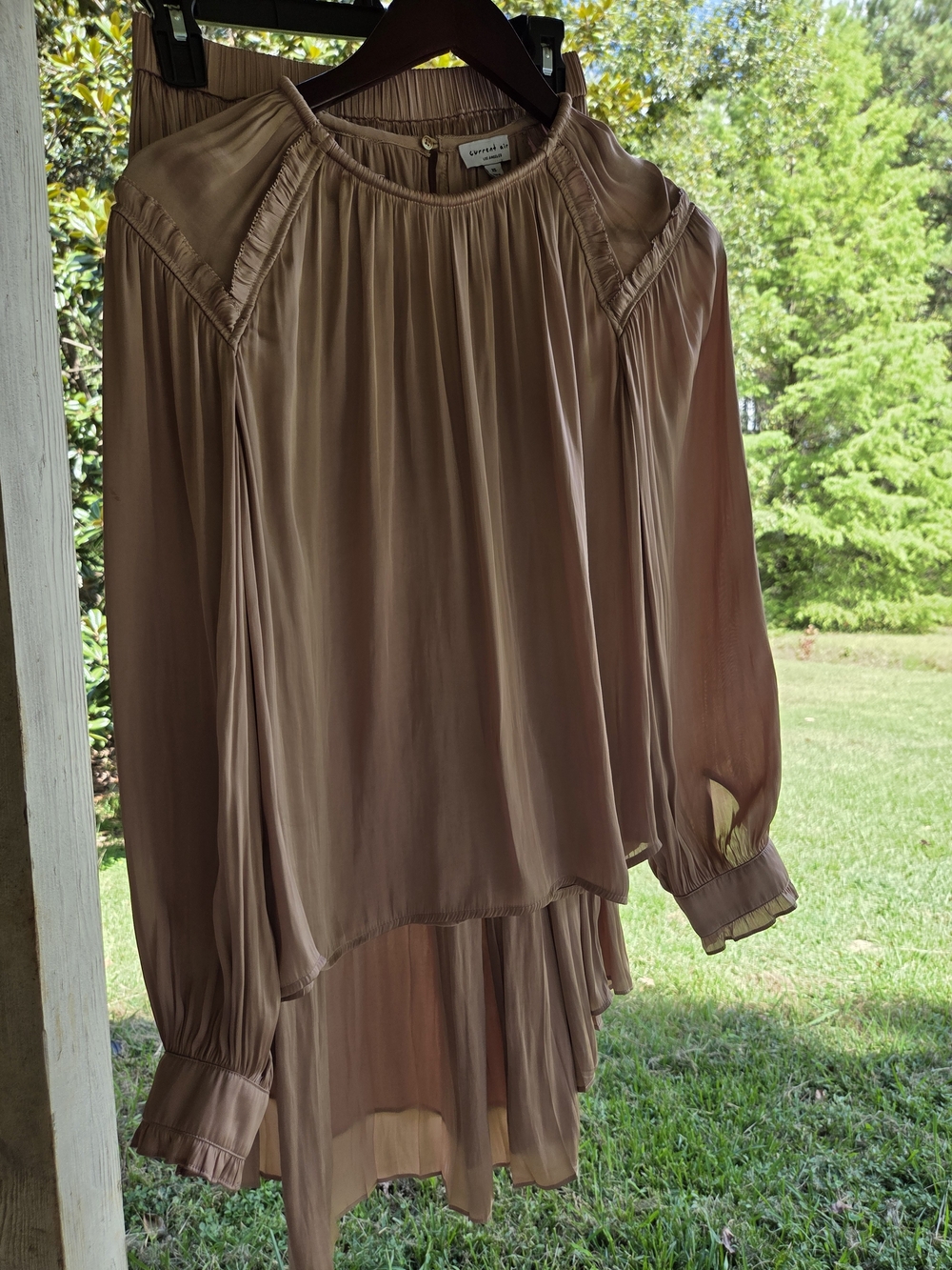 Current Air Mauve-Taupe Long-Sleeve Peasant Top/Skirt Set